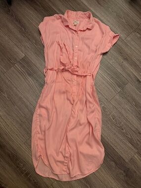 Style & Co. Blush Pink Shirt Midi Dress with Tie Waist